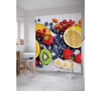 Штора (занавеска) для ванной JoyArty "Витаминный набор" из сатена, 180х200 см sc_378808