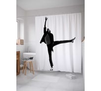 Штора (занавеска) для ванной JoyArty "Майкл Джексон в прыжке" из сатена, 180х200 см с крючками, sc_37499