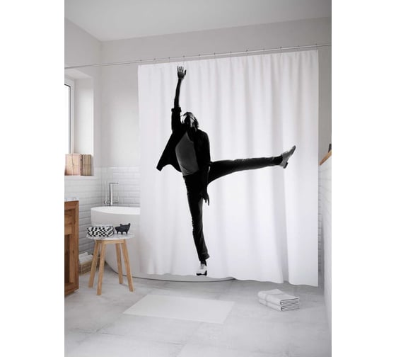 Штора (занавеска) для ванной JoyArty "Майкл Джексон в прыжке" из сатена, 180х200 см с крючками, sc_37499 1