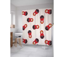 Штора (занавеска) для ванной JoyArty "Радость матрешек" из сатена, 180х200 см sc_378807
