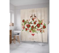 Штора (занавеска) для ванной JoyArty "Цветочная композиция" из сатена, 180х200 см с крючками, sc_5524