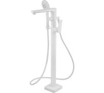 Напольный смеситель для ванны Lemark, высота излива 80 см, длина 23 см, поворотный переключатель, латунь/белый матовый LM3744MW