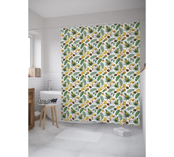 Штора (занавеска) для ванной JoyArty из сатена, 180х200 см с крючками, sc_55509 1