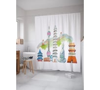 Штора (занавеска) для ванной JoyArty из сатена, 180х200 см с крючками, sc_52780