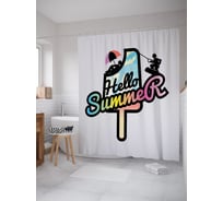Штора (занавеска) для ванной JoyArty "Привет летний отдых" из сатена, 180х200 см с крючками, sc_52960