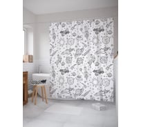 Штора (занавеска) для ванной JoyArty "Одуванчик мира" из сатена, 180х200 см с крючками, sc_54119