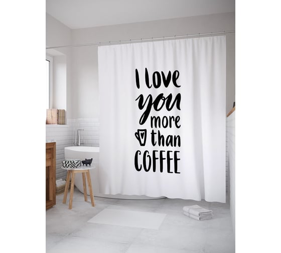 Штора (занавеска) для ванной JoyArty из сатена, 180х200 см с крючками, sc_53712 1