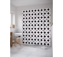 Штора (занавеска) для ванной JoyArty "Мир окружностей" из сатена, 180х200 см с крючками, sc_53658
