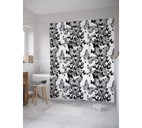 Штора (занавеска) для ванной JoyArty "Нашествие бабочек" из сатена, 180х200 см с крючками, sc_52495