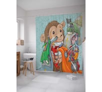 Штора (занавеска) для ванной JoyArty из сатена, 180х200 см с крючками, sc_5281