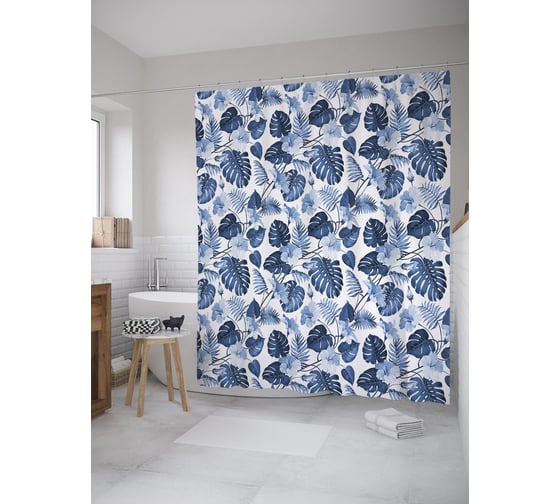 Штора (занавеска) для ванной JoyArty из сатена, 180х200 см с крючками, sc_52410 1