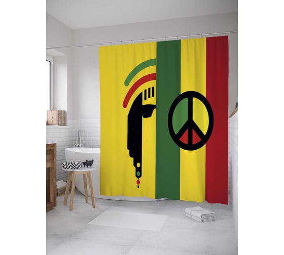 Штора (занавеска) для ванной JoyArty "Символ растамана" из сатена, 180х200 см с крючками, sc_36073 1