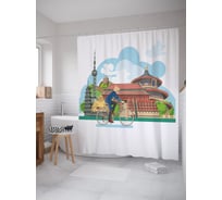 Штора (занавеска) для ванной JoyArty из сатена, 180х200 см с крючками, sc_52778