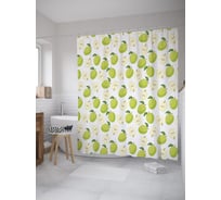 Штора (занавеска) для ванной JoyArty "Мелкие яблочки" из сатена, 180х200 см с крючками, sc_52716