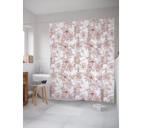 Штора (занавеска) для ванной JoyArty "Абрис садовых цветов" из сатена, 180х200 см с крючками, sc_53453