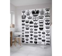 Штора (занавеска) для ванной JoyArty "Эскиз короны" из сатена, 180х200 см с крючками, sc_33618