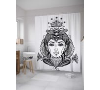 Штора (занавеска) для ванной JoyArty "Эскиз королевы" из сатена, 180х200 см с крючками, sc_33616