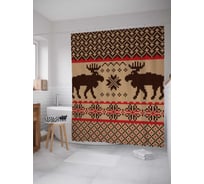 Штора (занавеска) для ванной JoyArty "Норвежские узоры" из сатена, 180х200 см с крючками, sc_35730