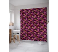 Штора (занавеска) для ванной JoyArty "Цветы осени" из сатена, 180х200 см с крючками, sc_57568