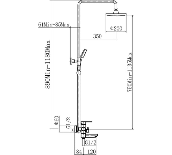 Душевая стойка FASHUN A52401-8A