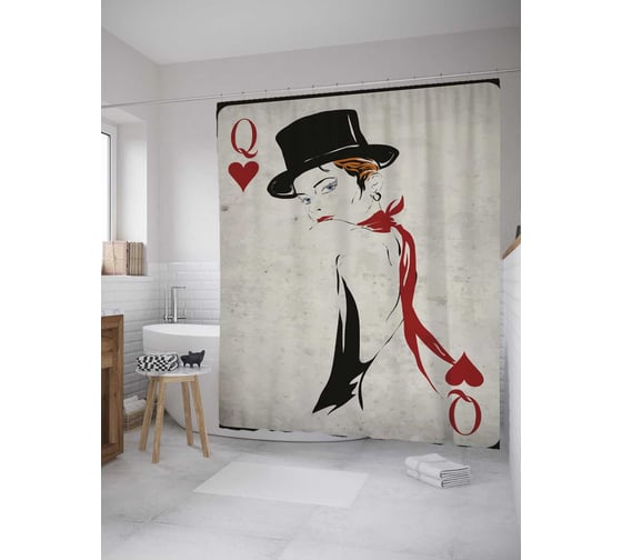 Штора (занавеска) для ванной JoyArty "Диско дива" из сатена, 180х200 см с крючками, sc_33614 1