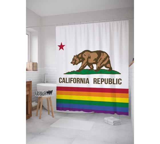 Штора (занавеска) для ванной JoyArty из сатена, 180х200 см с крючками, sc_5297 1