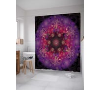 Штора (занавеска) для ванной JoyArty "Полотно из цветов" из сатена, 180х200 см с крючками, sc_39634