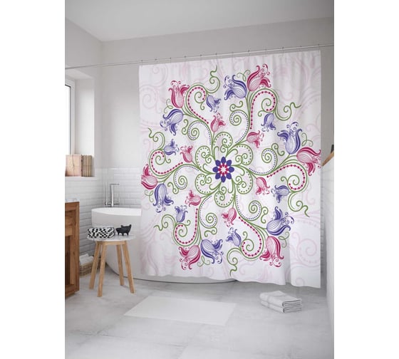 Штора (занавеска) для ванной JoyArty "Ночное сияние" из сатена, 180х200 см с крючками, sc_35616 1