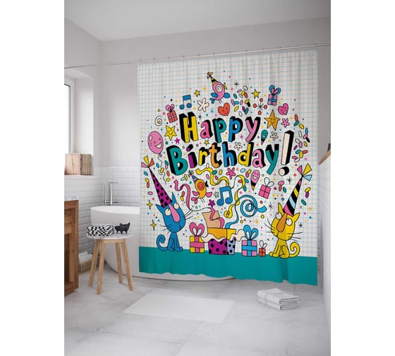 Штора (занавеска) для ванной JoyArty "Клубы Америки по футболу" из сатена, 180х200 см с крючками, sc_5350 1