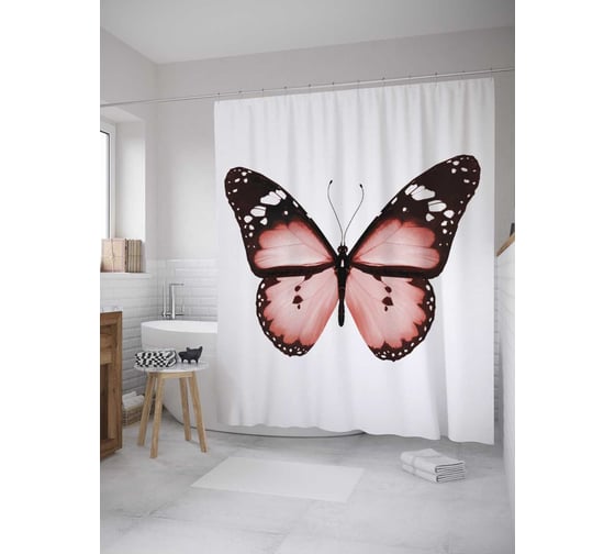 Штора (занавеска) для ванной JoyArty из сатена, 180х200 см с крючками, sc_35536 1