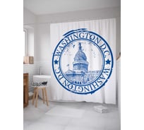 Штора (занавеска) для ванной JoyArty "Печать Вашингтон Ди-Си" из сатена, 180х200 см с крючками, sc_5399