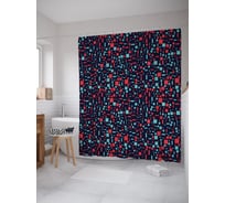 Штора (занавеска) для ванной JoyArty "Квадратный хаос" из сатена, 180х200 см с крючками, sc_58008