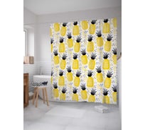 Штора (занавеска) для ванной JoyArty "Ананасовые грядки" из сатена, 180х200 см с крючками, sc_58236