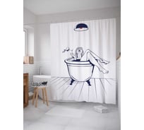 Штора (занавеска) для ванной JoyArty "Девушка в ванной" из сатена, 180х200 см с крючками, sc_38288