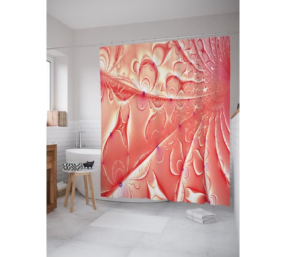 Штора (занавеска) для ванной JoyArty "Футуристическая туннель" из сатена, 180х200 см с крючками, sc_52828 1