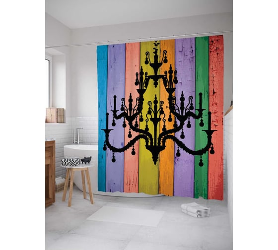 Штора (занавеска) для ванной JoyArty "Ягодное эскимо" из сатена, 180х200 см с крючками, sc_36300