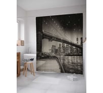 Штора (занавеска) для ванной JoyArty "Сияние ночного моста" из сатена, 180х200 см с крючками, sc_38163