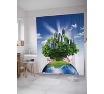 Штора (занавеска) для ванной JoyArty "Мегаполис на планете" из сатена, 180х200 см с крючками, sc_4840