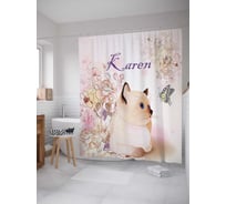 Штора (занавеска) для ванной JoyArty "Валентинка Карен" из сатена, 180х200 см с крючками, sc_4456