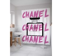 Штора (занавеска) для ванной JoyArty "Шанель №5" из сатена, 180х200 см с крючками, sc_4825