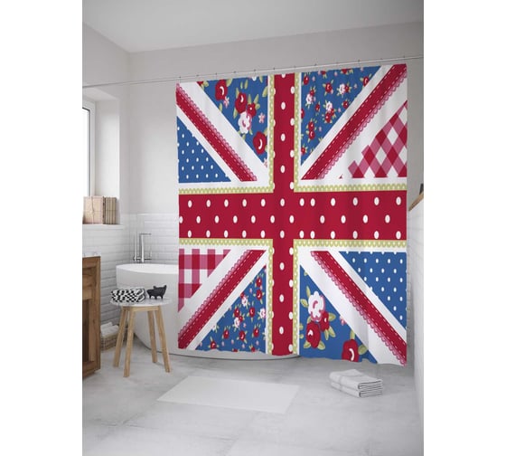 Штора (занавеска) для ванной JoyArty из сатена, 180х200 см с крючками, sc_35854 1