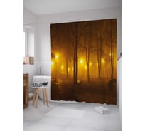 Штора (занавеска) для ванной JoyArty "Туманные дорожки" из сатена, 180х200 см с крючками, sc_37650