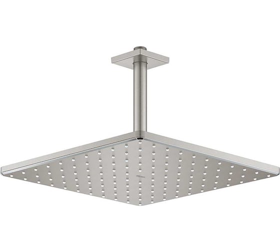 Набор Grohe верхний душ Rainshower 310 Mono, квадратный, 1 режим струи, 9.5 л/мин и потолочный душевой кронштейн 142 мм, суперсталь 26566DC0