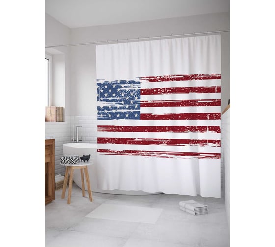 Штора (занавеска) для ванной JoyArty из сатена, 180х200 см с крючками, sc_5325 1