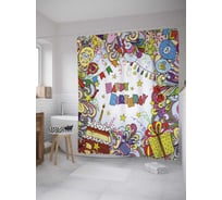 Штора (занавеска) для ванной JoyArty "Сказочный праздник" из сатена, 180х200 см с крючками, sc_34297