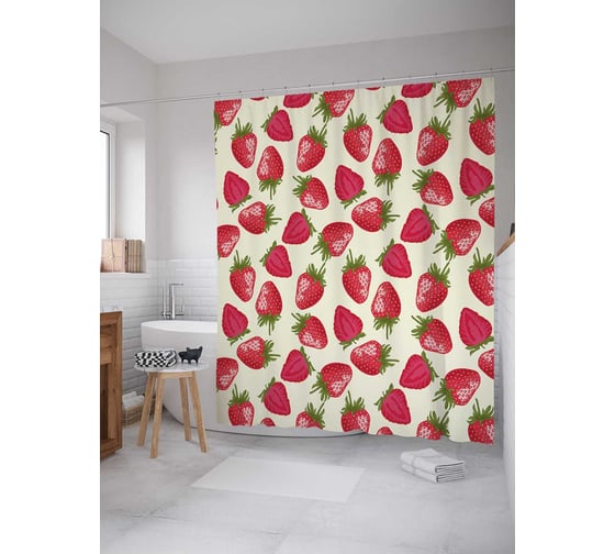 Штора (занавеска) для ванной JoyArty из сатена, 180х200 см с крючками, sc_47768 1