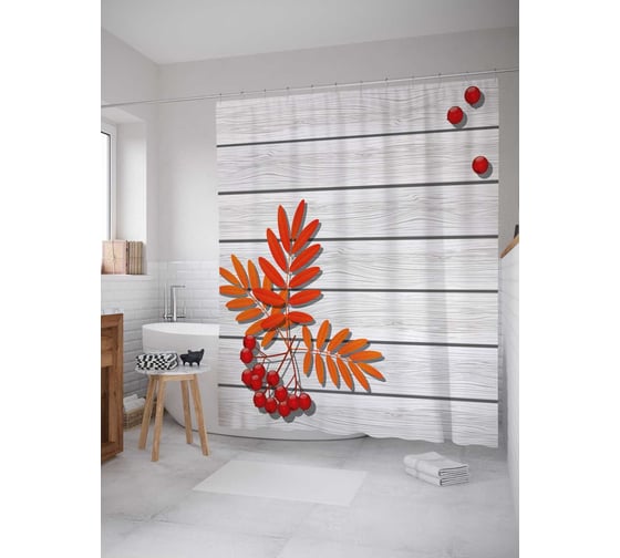 Штора (занавеска) для ванной JoyArty из сатена, 180х200 см с крючками, sc_38398 1