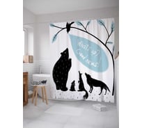 Штора (занавеска) для ванной JoyArty "Хорошие новости" из сатена, 180х200 см с крючками, sc_37241