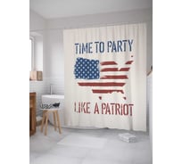 Штора (занавеска) для ванной JoyArty "Время патриотического веселья" из сатена, 180х200 см с крючками, sc_5036