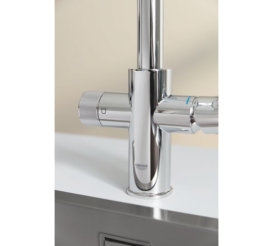 Смеситель для кухонной мойки GROHE Blue Pure Minta с функцией фильтрации, без фильтра в комплекте, хром 30588000